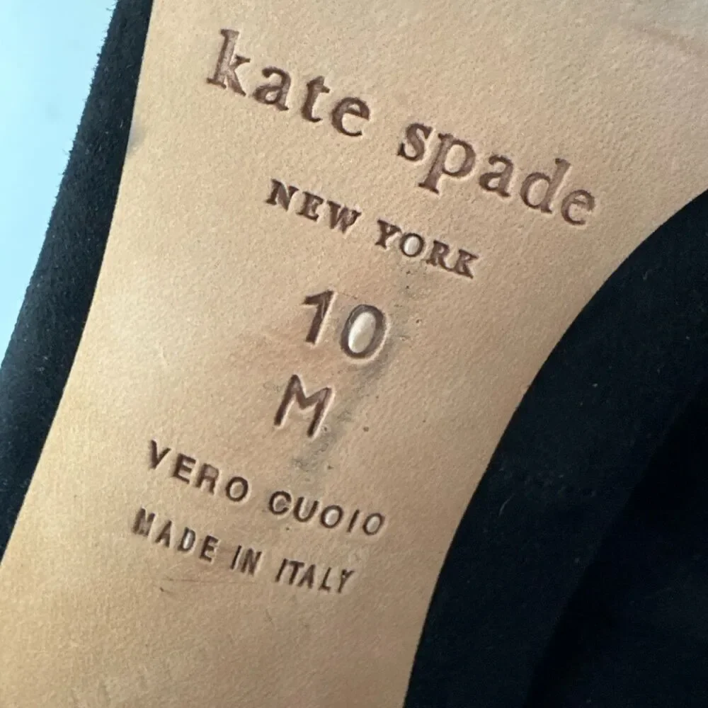 Kate Spade Made in Italy Black Suede Pumps Women's 10M Glitter Block Heels
